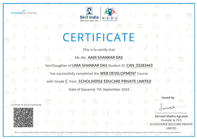 Web Development Certificate