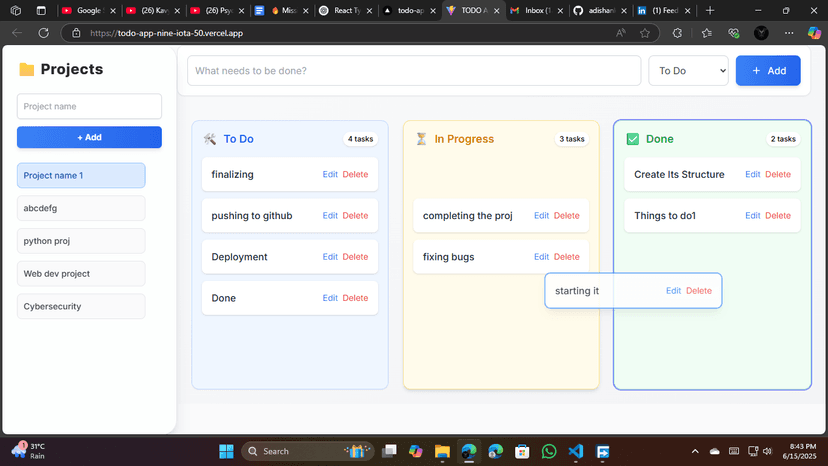 Advanced TODO App with Drag & Drop Screenshot